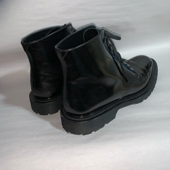 SAINT LAURENT size 42.5 black patent ARMY BOOTS - Picture 6 of 11
